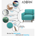 Adorn India Damian L Shape 6 Seater Sofa Set LHS (Aqua Blue) (3 Year Warranty)