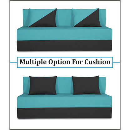 Adorn India Easy Desmond 3 Seater Sofa Cum Bed 6 x 6 (Aqua Blue & Black)