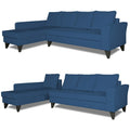 Adorn India Maddox Plain L Shape 6 Seater Sofa Set LHS (Blue) (3 Year Warranty)