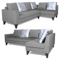 Adorn India Bryson L Shape 6 Seater Sofa Set Digitel Print (Right Hand Side) (Grey) (3 Year Warranty)