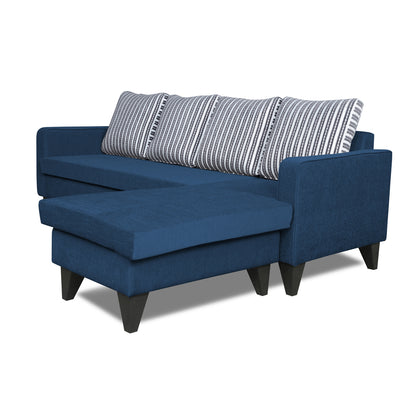 Adorn India Chandler L Shape 5 Seater Sofa Set Stripes (Right Hand Side) (Blue)