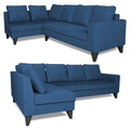 Adorn India Bryson L Shape 6 Seater Sofa Set Plain (Left Hand Side) (Blue) (3 Year Warranty)