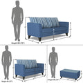 Adorn India Lawson Stripes 3+2 5 Seater Sofa Set with Centre Table (Blue)