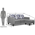 Adorn India Hallton L Shape 4 Seater Sofa Set Digital Print (Grey) (3 Year Warranty)