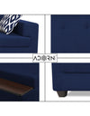 Adorn India Blazer L Shape 6 Seater Sofa Set (Left Side) (Blue)