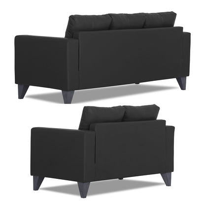 Adorn India Straight line Plus Leatherette 3+2 5 Seater Sofa Set (Black)