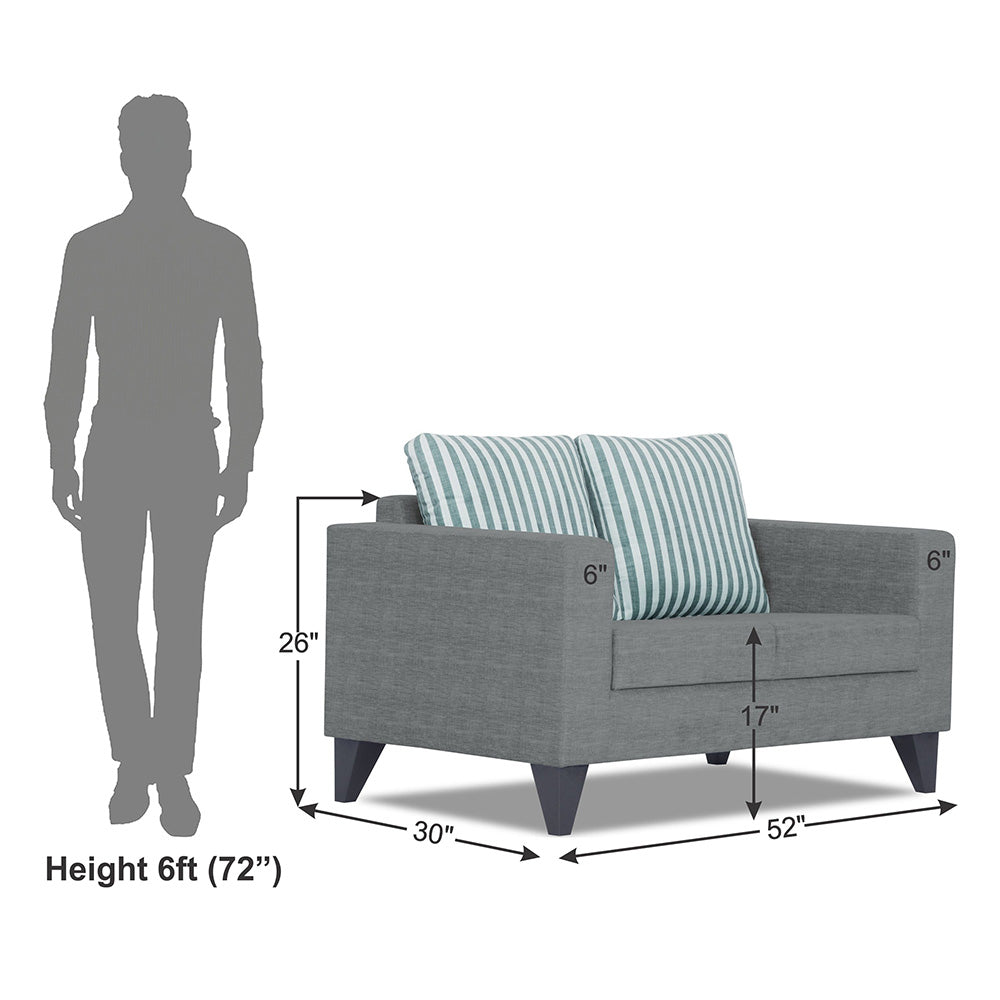 Adorn India Straight Line Plus Stripes 2 Seater Sofa (Grey)