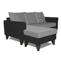 Adorn India Maddox L Shape 4 Seater Sofa Set Tufted Two Tone LHS (Grey & Black) (3 Year Warranty)