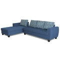 Raiden Damask L Shape 6 Seater Sofa Set with Center Table (Left Hand Side) (Blue)