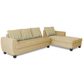 Raiden Stripes L Shape 6 Seater Sofa Set with Center Table (Right Hand Side) (Beige)