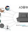 Adorn India Arden 3 Seater Sofa Cum Bed Fabric (Light Grey)