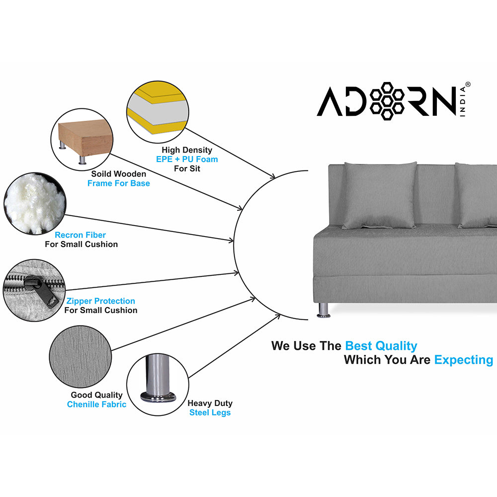 Adorn India Easy Alyn Plus Decent 2 Seater Sofa Cum Bed (4x6) (Grey)