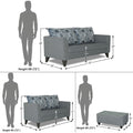 Sheldon Craftys 3+2 5 Seater Sofa Set with Centre Table (Grey)