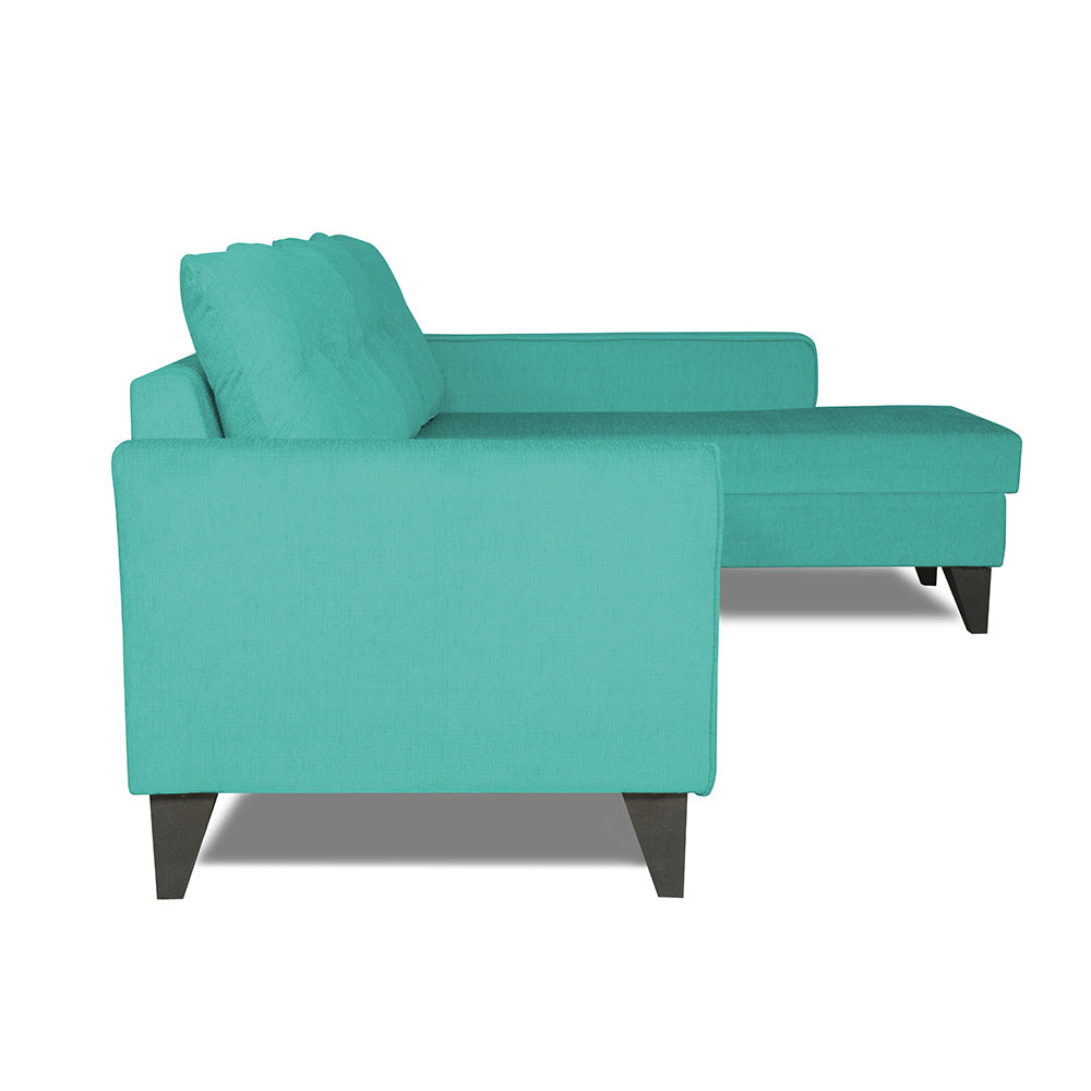 Adorn India Maddox Tufted L Shape 6 Seater Sofa Set (Right Hand Side) (Aqua Blue)