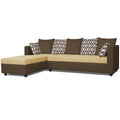 Zink Straight line L Shape 6 Seater Sofa Rhombus Cushion (Left Side Handle)(Brown & Beige)