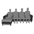 Adorn India Maddox Plain Two Tone L Shape 6 Seater Sofa Set LHS (Grey & Black) (3 Year Warranty)
