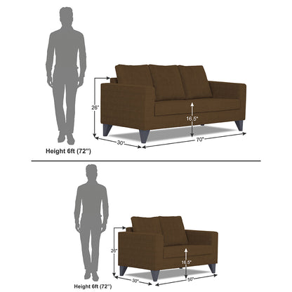 Adorn India Hallton Plain 3+2 5 Seater Sofa Set (Brown)
