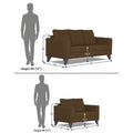 Adorn India Wood Hallton Plain 3+2 5 Seater Sofa Set (Brown) (3 Year Warranty)