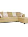 Adorn India Zink Straight line L Shape 6 Seater Sofa Rhombus Cushion (Beige)
