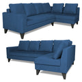 Adorn India Bryson L Shape 6 Seater Sofa Set Plain (Right Hand Side) (Blue) (3 Year Warranty)