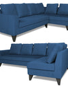 Adorn India Bryson L Shape 6 Seater Sofa Set Plain (Right Hand Side) (Blue)