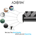 Adorn India Denver L Shape 5 Seater Sofa Set RHS (Grey & Black) (3 Year Warranty)