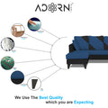 Adorn India Denver L Shape 5 Seater Sofa Set LHS (Blue & Black) (3 Year Warranty)