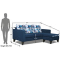 Adorn India Hallton L Shape 4 Seater Sofa Set Digital Print (Blue)(3 Year Warranty)