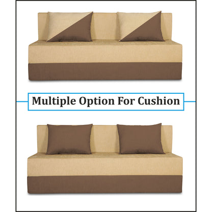 Adorn India Easy Desmond 3 Seater Sofa Cum Bed 6 x 6 (Brown & Beige)