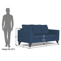 Adorn India Hallton Plain 3 Seater Sofa (Blue) (3 Year Warranty)