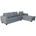 Raiden Stripes L Shape 6 Seater Sofa Set with Center Table (Right Hand Side) (Grey)