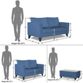 Adorn India Enzo Decent 3+2 5 Seater Sofa Set with Centre Table (Blue)