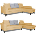 Adorn India Maddox Stripes L Shape 6 Seater Sofa Set RHS (Beige) (3 Year Warranty)