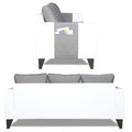 Adorn India Ashley Plain Leatherette Fabric 3 Seater Sofa (Grey & White) (3 Year Warranty)