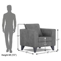 Adorn India Enzo Decent Premium Leatherette Suede 1 Seater Sofa (Grey)