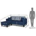 Adorn India Parker Leaf L Shape 4 Seater Sofa Set (Left Hand Side) (Blue) Martin Plus (3 Year Warranty)