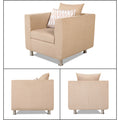 Adorn India Poland 3-1-1 Five Seater Sofa Set (Wood & Fabric, Beige)
