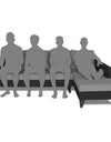 Adorn India Maddox L Shape 6 Seater Sofa Set Plain Two Tone (Right Hand Side) (Grey & Black)