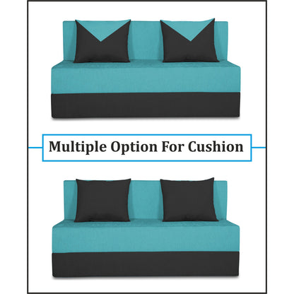 Adorn India Easy Boom 2 Seater Sofa Cum Bed 4 x 6 (Aqua Blue & Black)
