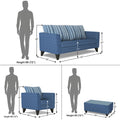Adorn India Lawson Stripes 3+1+1 5 Seater Sofa Set with Centre Table (Blue)
