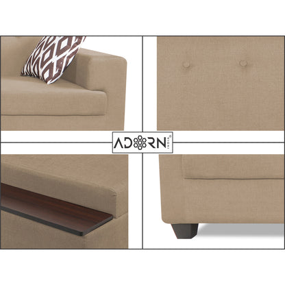 Adorn India Blazer L Shape 6 Seater Sofa Set (Right Side) (Beige)