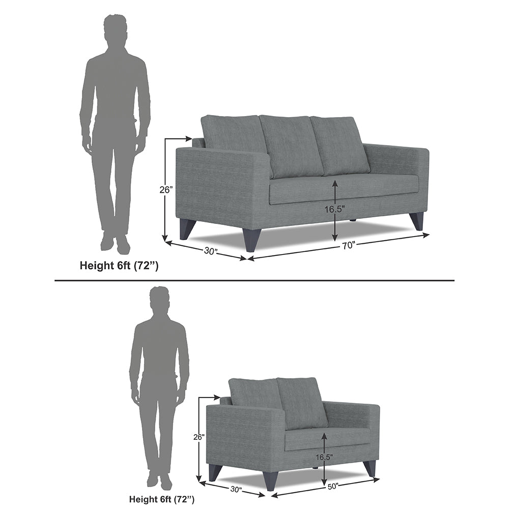 Adorn India Hallton Plain 3-2 Five Seater Sofa Set (Grey)