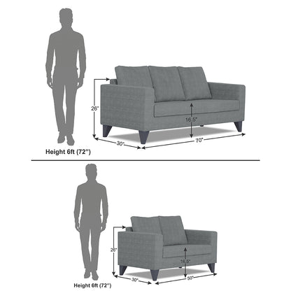 Adorn India Hallton Plain 3-2 Five Seater Sofa Set (Grey)