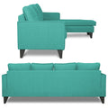 Adorn India Chandler Plain L Shape 5 Seater Sofa Set RHS (Aqua Blue) (3 Year Warranty)