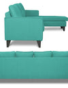 Adorn India Chandler L Shape 5 Seater Sofa Set Plain (Right Hand Side) (Aqua Blue)