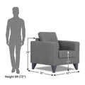 Adorn India Straight line Plus Premium Leatherette Suede 1 Seater Sofa (Grey) (3 Year Warranty)
