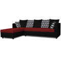 Zink Straight line L Shape 5 Seater Sofa Rhombus Cushion (Left Side Handle)(Red & Black)