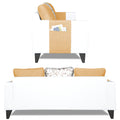 Adorn India Ashley Digitel Print Leatherette Fabric 3-1-1 Five Seater Sofa Set (Beige & White) (3 Year Warranty)