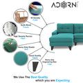 Adorn India Midas L Shape 6 Seater Sofa Set Left Hand Side (Aqua Blue) (3 Year Warranty)