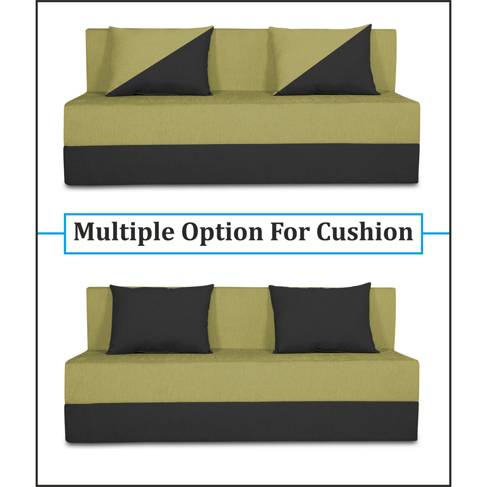 Adorn India Easy Desmond 3 Seater Sofa Cum Bed 6 x 6 (Green & Black)